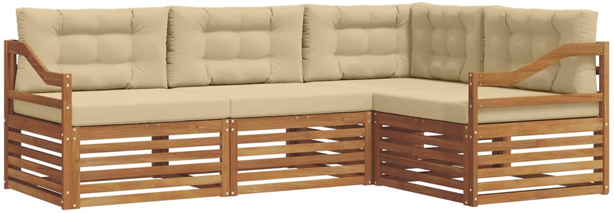 vidaXL Buiten - bank - set - 4 - st - Natuurlijk - en - Beige Natuurlijk en Beige
