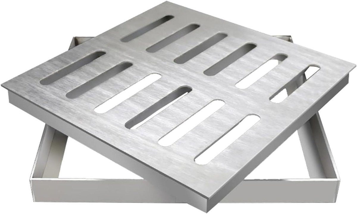 Afvoerdeksel Roestvrij Staal - Drainagerooster Kanaalfilter - Waterafvoer Verbeteren - Duurzaam Corrosiebestendig - 50 x 30 cm - Zilver