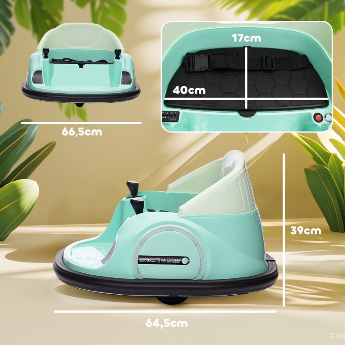 Bumperauto - 12V - Afstandsbediening - 360 Graden Draaien