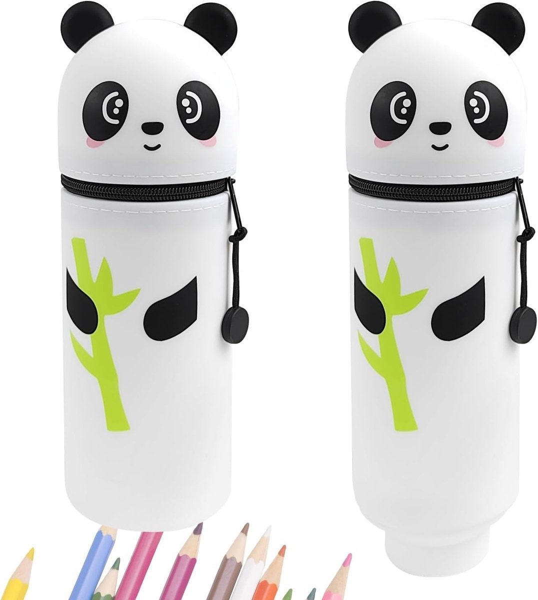 2 in 1 Potloodetui van Zacht Silicoon, Schattige Dierenhouder voor Pennen, Staande Etui voor Jongens en Meisjes, Kawaii Ontwerp, Perfect voor School en Creatieve Activiteiten