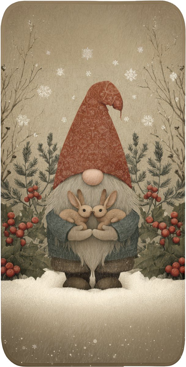 Badmat 60x120 cm - Antislip - Kerstgnome - Konijntjes - Kleurrijk - Badmatten voor badkamer - Badkamermat - Douchemat - Badkamer mat