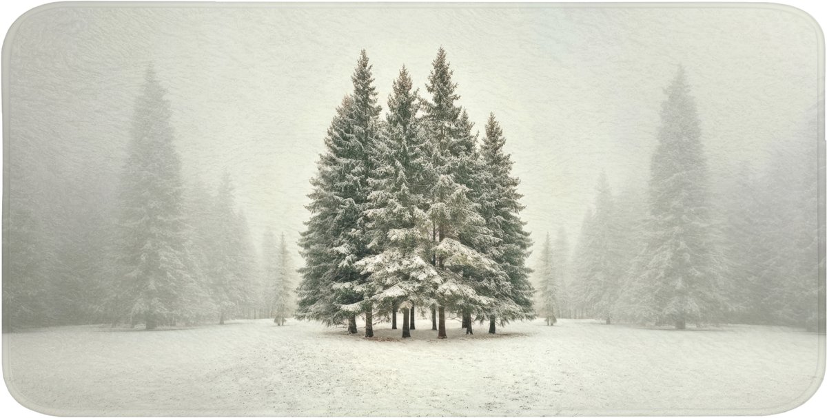 Badmat 120x60 cm - Antislip - Bomen - Sneeuw - Wit - Badmatten voor badkamer - Badkamermat - Douchemat - Badkamer mat
