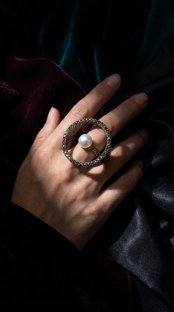 Dorvina Bronzen Sieraad Parel Rond Model Speciaal Design Verstelbaar Antiek Vintage Dames Ring