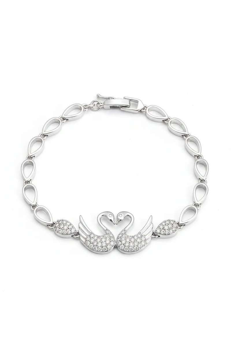 Dorvina Messing Zilverkleurig Zirkonia Zwaan Damla Ketting Model Dames Armband Verkleurt Niet | Stijlvol en Duurzaam Sieraad