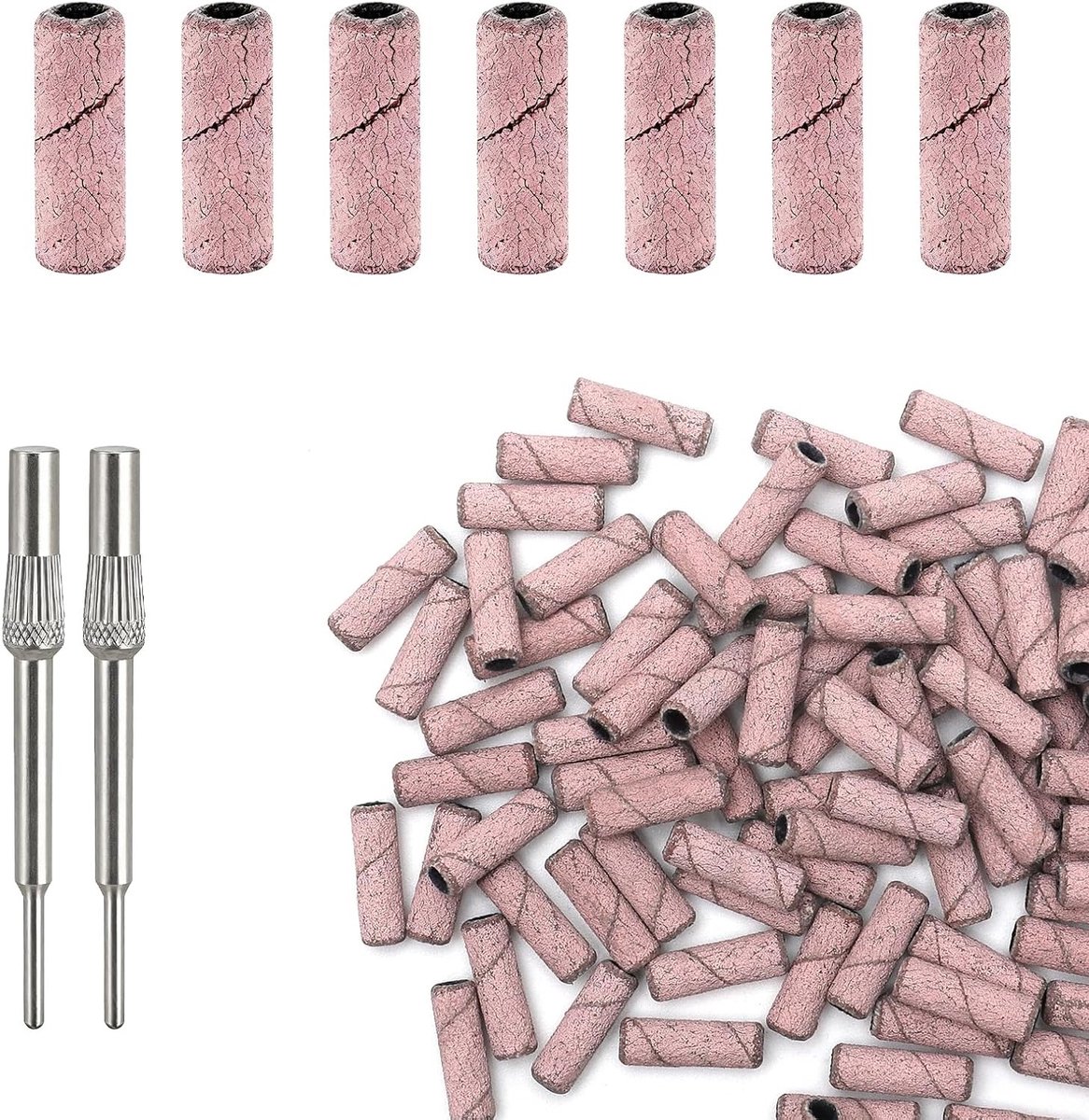 Kleine nagelschuurbanden #240 Grit, ultrafijne schuurhulzen voor nagelfrees, opzetstukken en nagelvijlen voor professionele manicure en nagelsalon, 100 stuks
