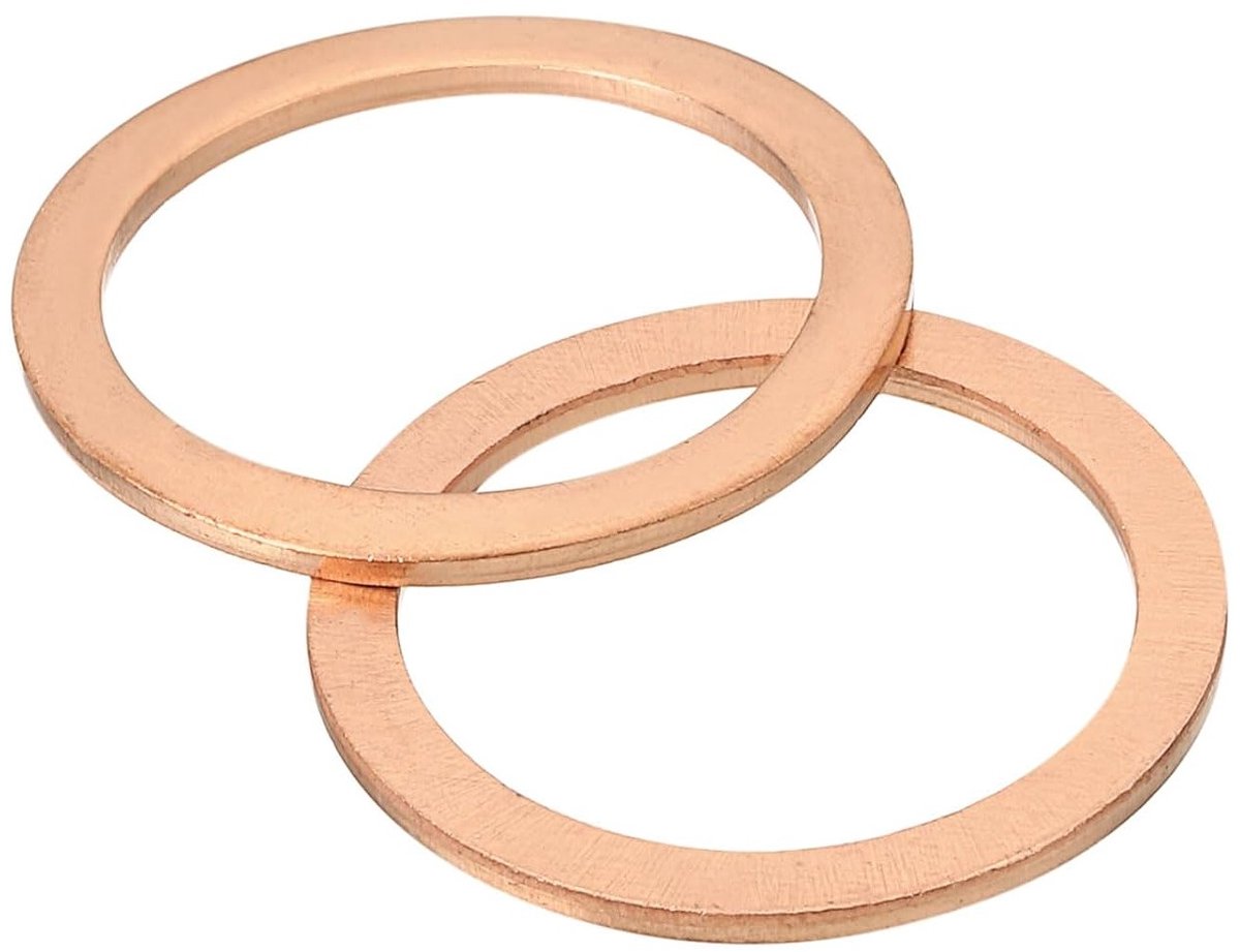 Set van 5 platte koperen ringen, 28 mm, metalen afdichtringen voor schroeven en moeren, duurzaam en corrosiebestendig