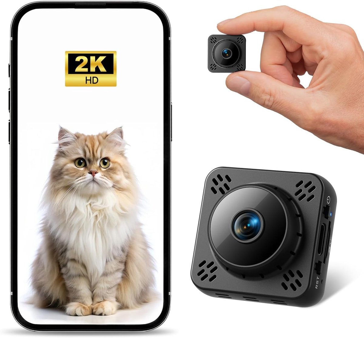 Verborgen Mini Nanny Camera - Draadloos met Cloud Opslag - WiFi & Offline Opname - Bewegingsdetectie en Nachtvisie - Geschikt voor Thuis, Baby en Huisdier Bewaking