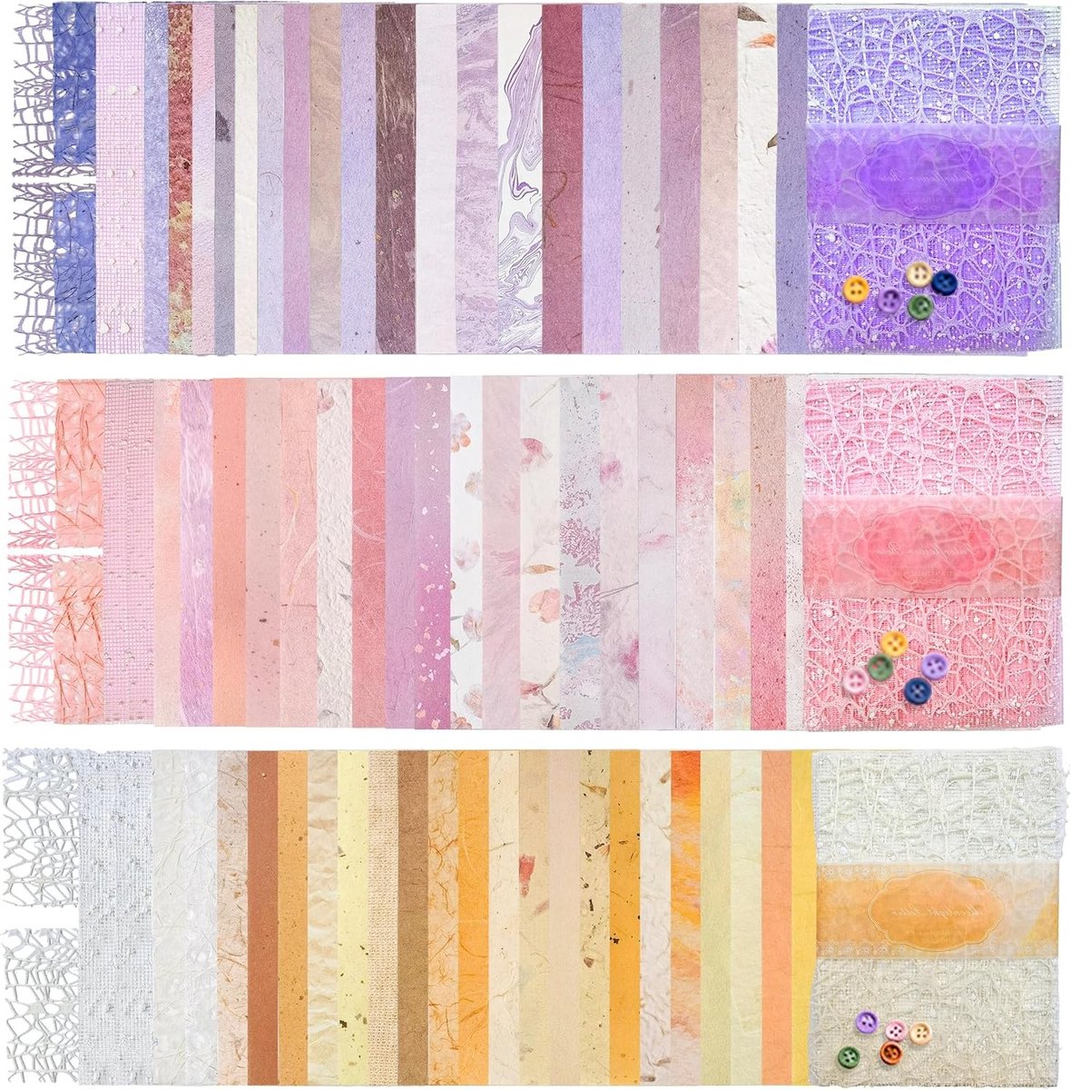 Handgemaakte Textuurpapier voor Scrapbooking - 78 Vellen, 3 Pakketten, 10 x 14 cm, Perfect voor Creatieve Projecten en Cadeauverpakking