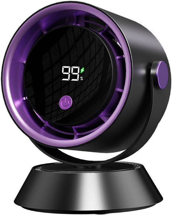 Slimme 2-in-1 luchtcirculatieventilator 360° draaibaar, stil, USB oplaadbaar, tafel- en wandventilator met LED display