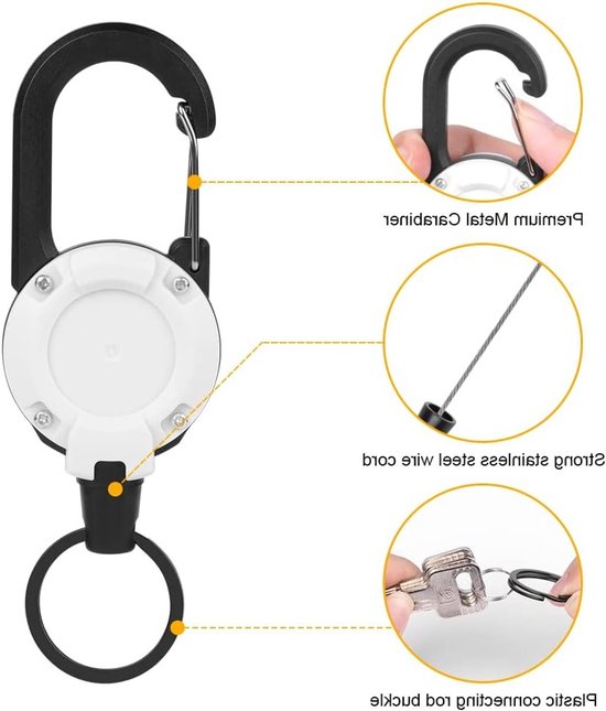 Duurzame Retractable Sleutelhanger en ID Badge Reel, 2 Stuks, Ideaal voor Sleutels en Identiteitskaarten, Handig en Stevig Ontwerp — afbeelding 5