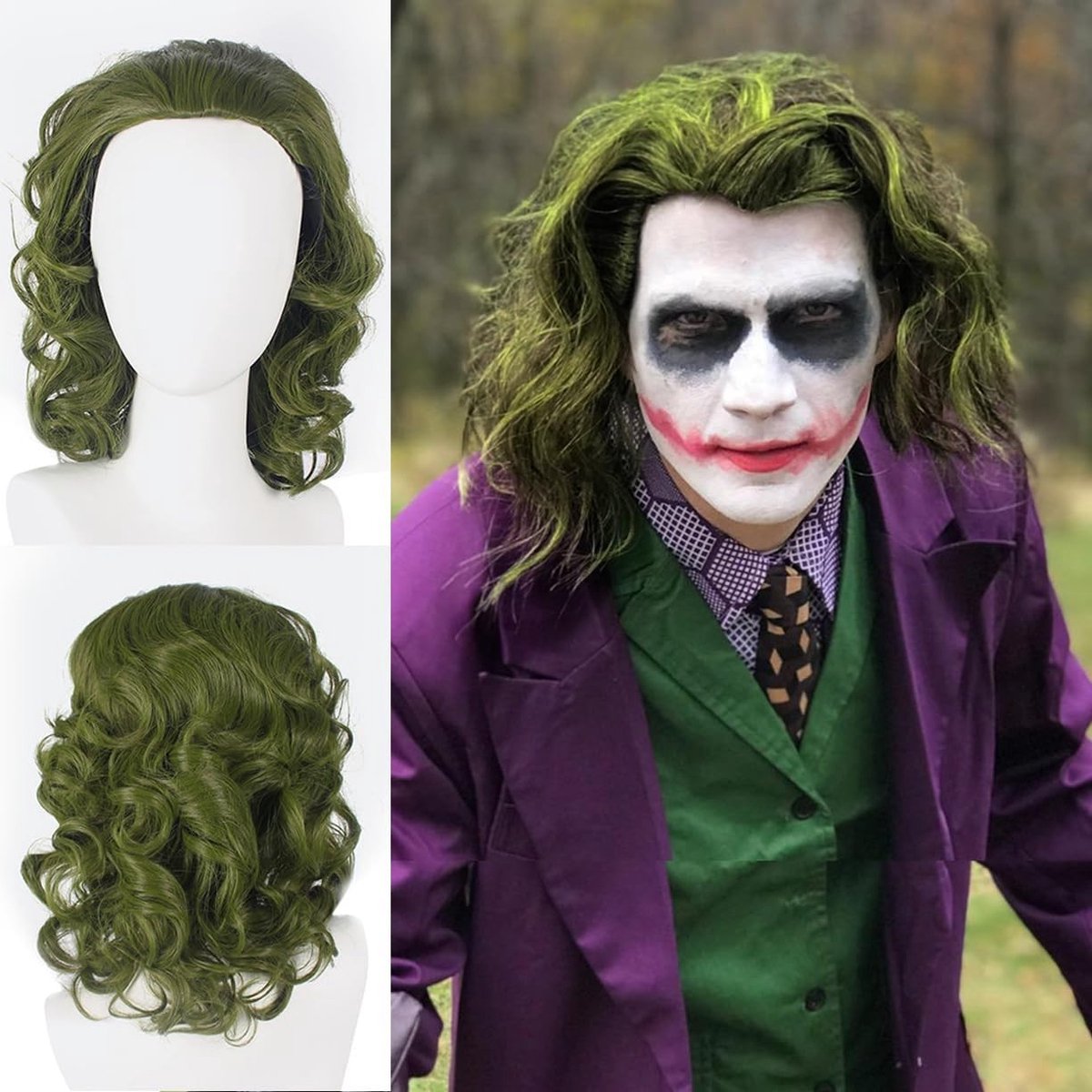 Groene Fluffy Clown Joker Perücke voor Cosplay - 70s 80s Disco Korte Krullende Afro Haarstuk voor Halloween en Feestjes