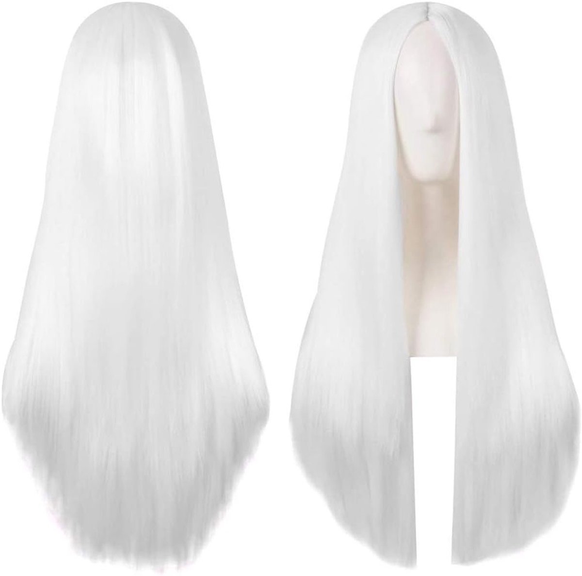 Langwerpige Rechte Witte Anime Cosplay Peruk voor Halloween met Gratis Perukenkap - Kleurrijk en Stijlvol Accessoire voor Cosplay en Feestjes