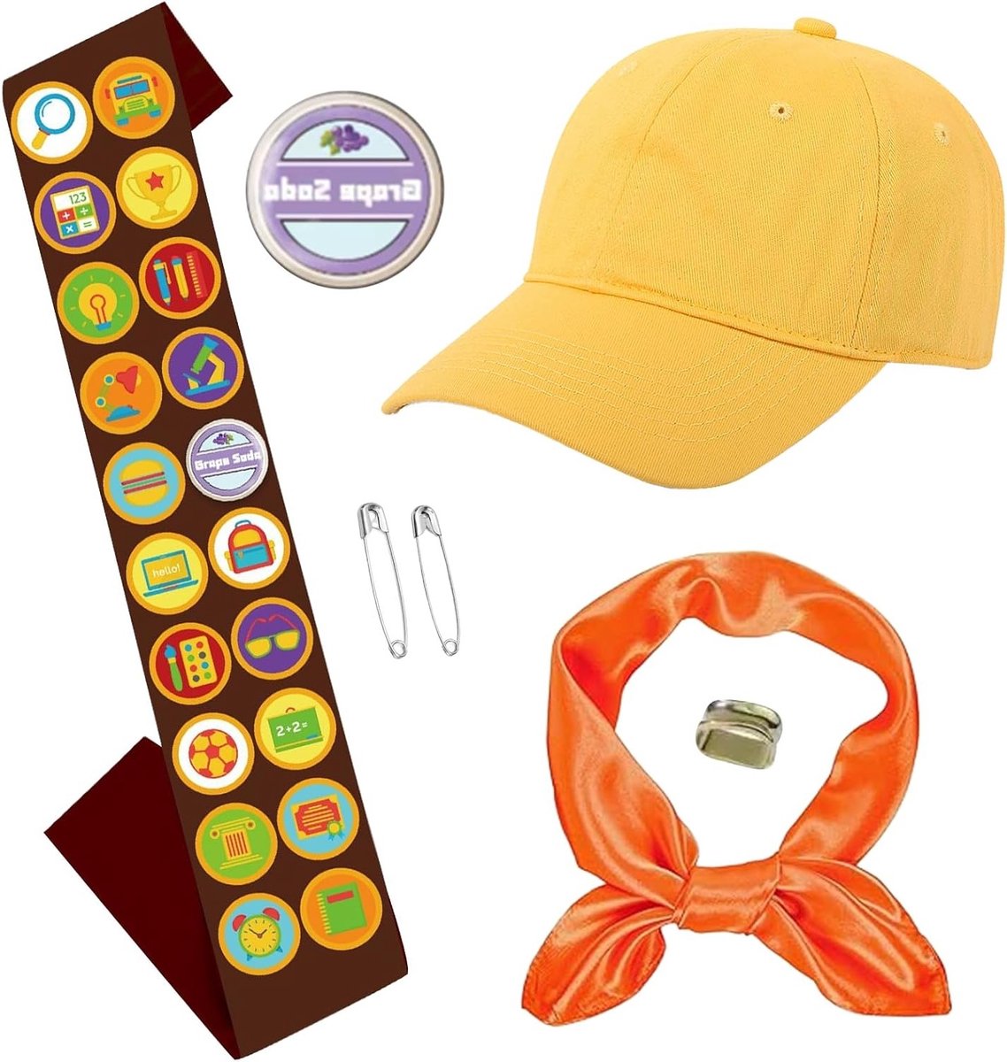 Jungle Camp Kostuum Set voor Jongens, 7-delige Outfit voor Avontuurlijke Verkenning, Inclusief Embleem, Hoed, Neckerchief en Accessoires voor Carnaval en Halloween
