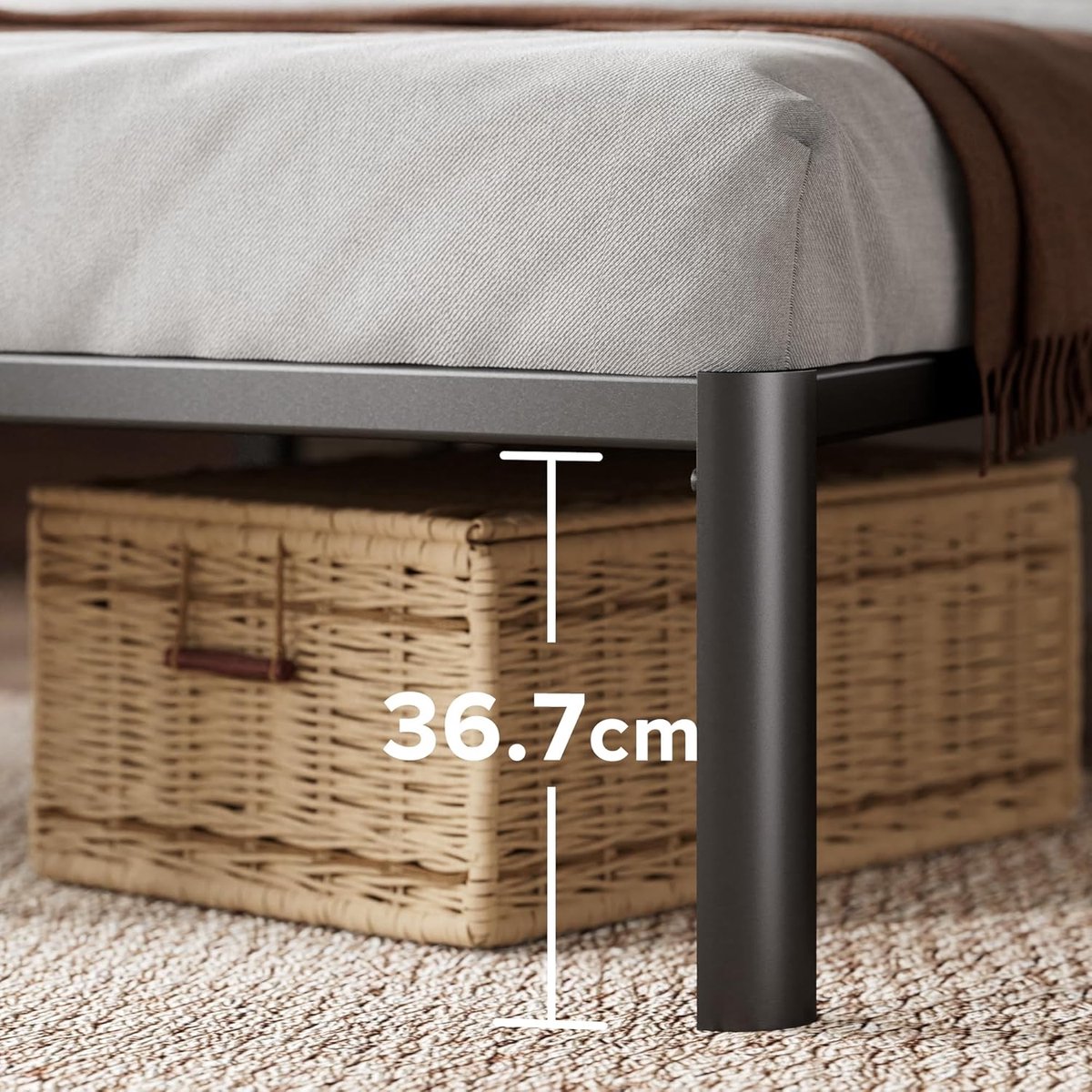 Luxe Metalen Platformbed met Opbergruimte - Modern Industrieel Design - 160 x 190 cm - Inclusief Lattenbodem - Hoogte 41 cm