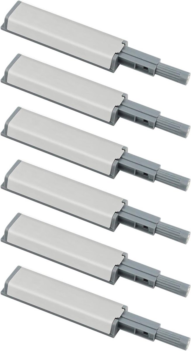 6 stuks drukopeners voor meubelladen en kastdeuren, zilverkleurig, drukdempers en druksysteem