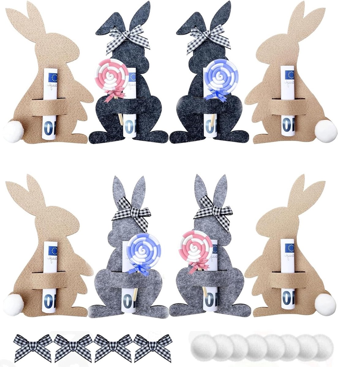 Easter Geld Cadeauset met 8 Items, Leuke Konijn Decoraties, Geld Geschenken voor Kinderen en Volwassenen, Perfect voor Pasen