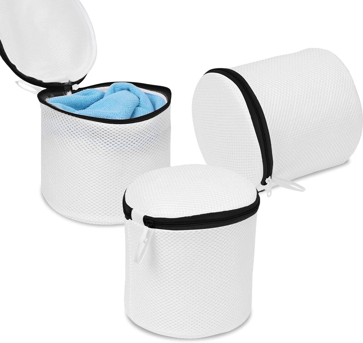 BH-waszak, wasnet voor wasmachine, waszak van netstof, herbruikbare waszak met ritssluiting voor beha's, kleding, sokken, babykleding enz., set van 3, zwart