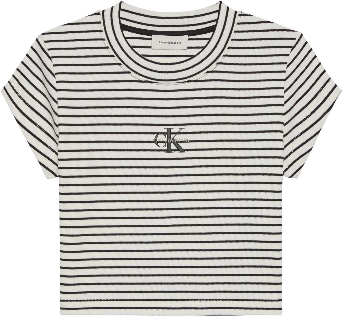 T-Shirt Ck Jeans Gestreepte Monologo Bab Fashion Wear Vrouwen Wit