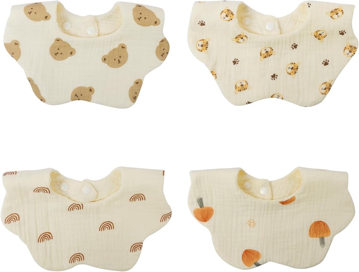 Baby Bandana Drool Bibs van Katoen, Absorberende Muslin Slabbetjes voor Teething en Voeden van Pasgeborenen en Peuters