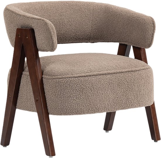 Fauteuil d'appoint HOMCOM - Tissu bouclé - 70x64x71cm - Marron