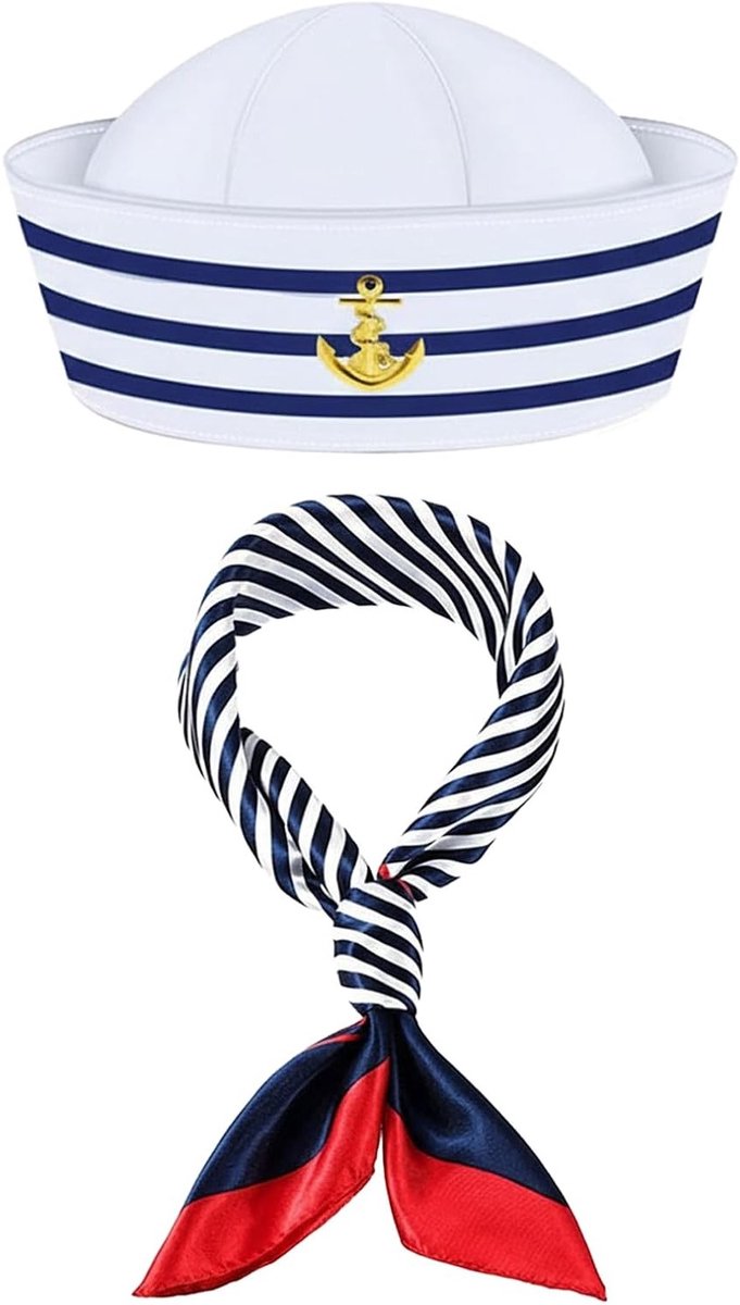 Navy Uniform Accessoires voor Dames en Heren - Sailor Hoed en Neckerchief voor Kostuums en Feestjes