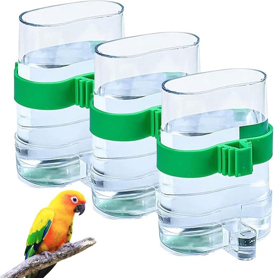 Automatische Waterdispenser voor Vogels - 3 Stuks, Drinkfles voor Papegaaien en Liefdesvogels, Vogelvoeder Dispenser, Ideaal voor Vogelkooien (7.5 x 13.5 cm)