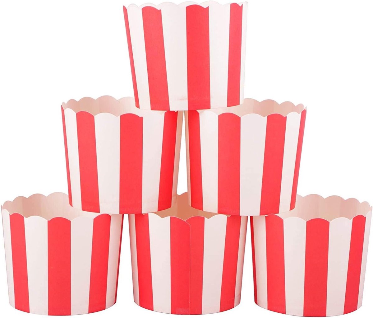 50 Stuks Muffinvormen van Papier in Wit en Rood voor Cupcakes, Gebak en Feestjes, Perfect voor Verjaardagen en Bruiloften