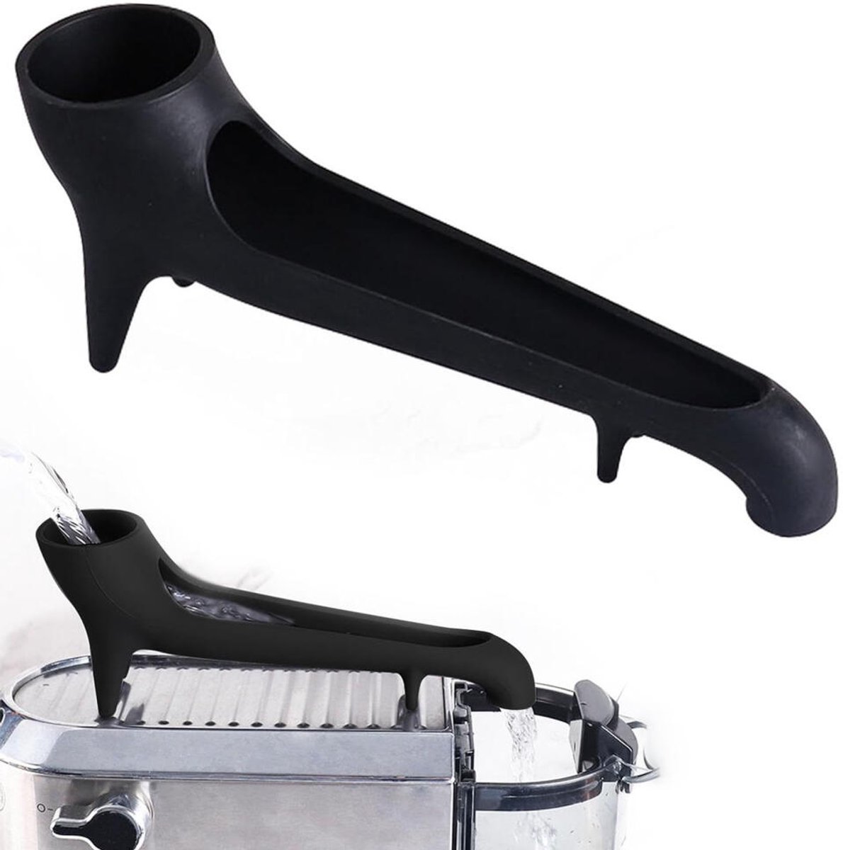 Koffiemachine omleider - Watervulgeleider - Trechter - Siliconen watertrechter - watertank vultrechter - Afvoer voor koffiezetapparaat - Lange tuit - Universeel - koffiemachines Accessoires - voor koffiemachines met een vlakke bovenkant - zwart