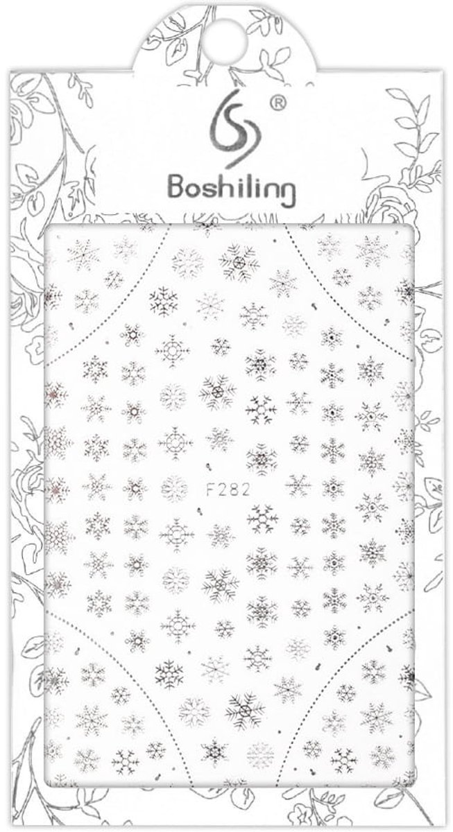 GNB-LAB - Dunne Zelfklevende Nagelstickers - Kerst F282 - Zilver