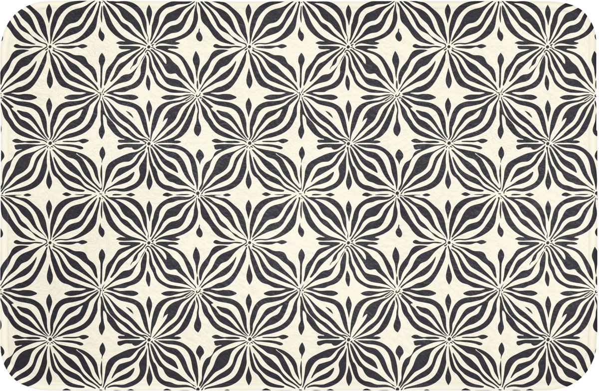 WC mat 60x40 cm - Antislip - Grafisch - Patroon - Zwart - Toiletmat - Vloermat - Douchemat