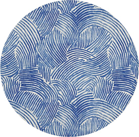 Tapis de bain rond 70x70 cm - Antidérapant - Moderne - Abstrait - Bleu - Tapis de bain pour salle de bain - Tapis de douche - Tapis de bain rond