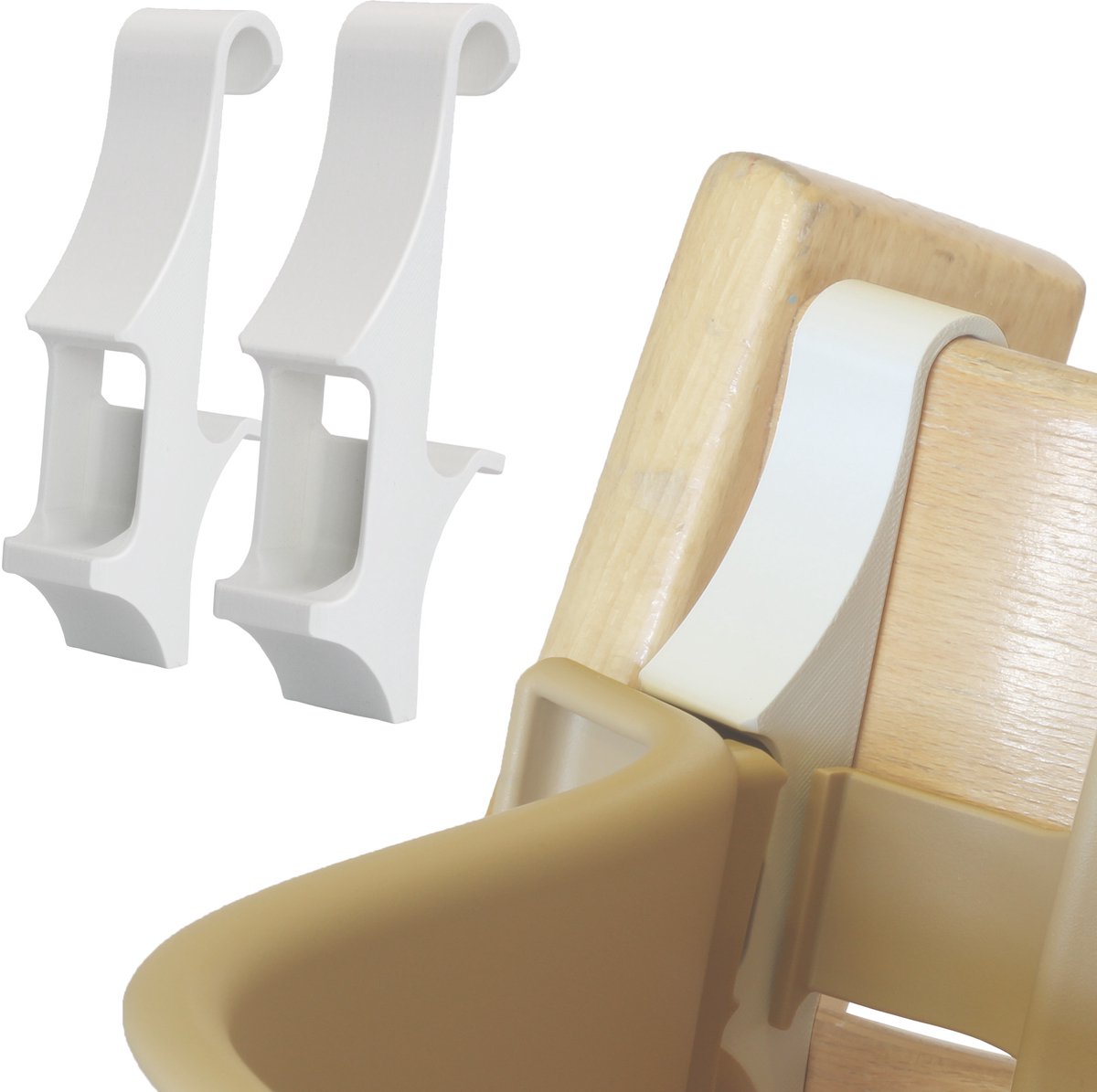 Adapter geschikt voor oud model Tripp Trapp stoel - Verbind babyset met oud model - Vóór 2003 - Eenvoudige klembevestiging zonder gereedschap - Wit