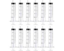 Steriele Plastic Spuiten van 20ml - 12 Stuks voor Olie, Remvloeistof en Dierlijk Voer - Herbruikbaar en Veilig