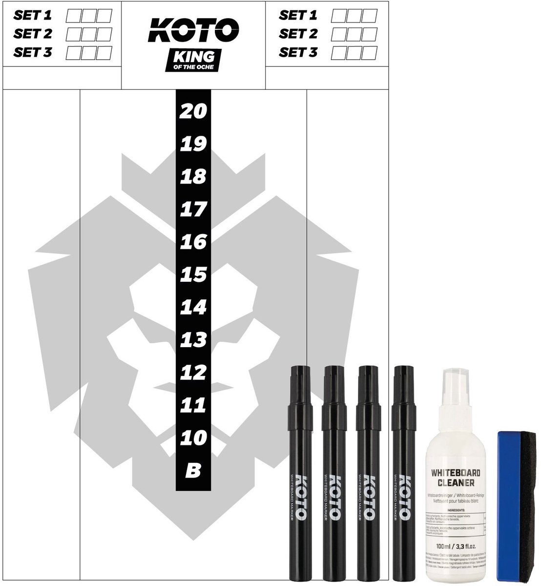 KOTO Flex Scorebord 45x30cm + Whiteboard Marker Set Black