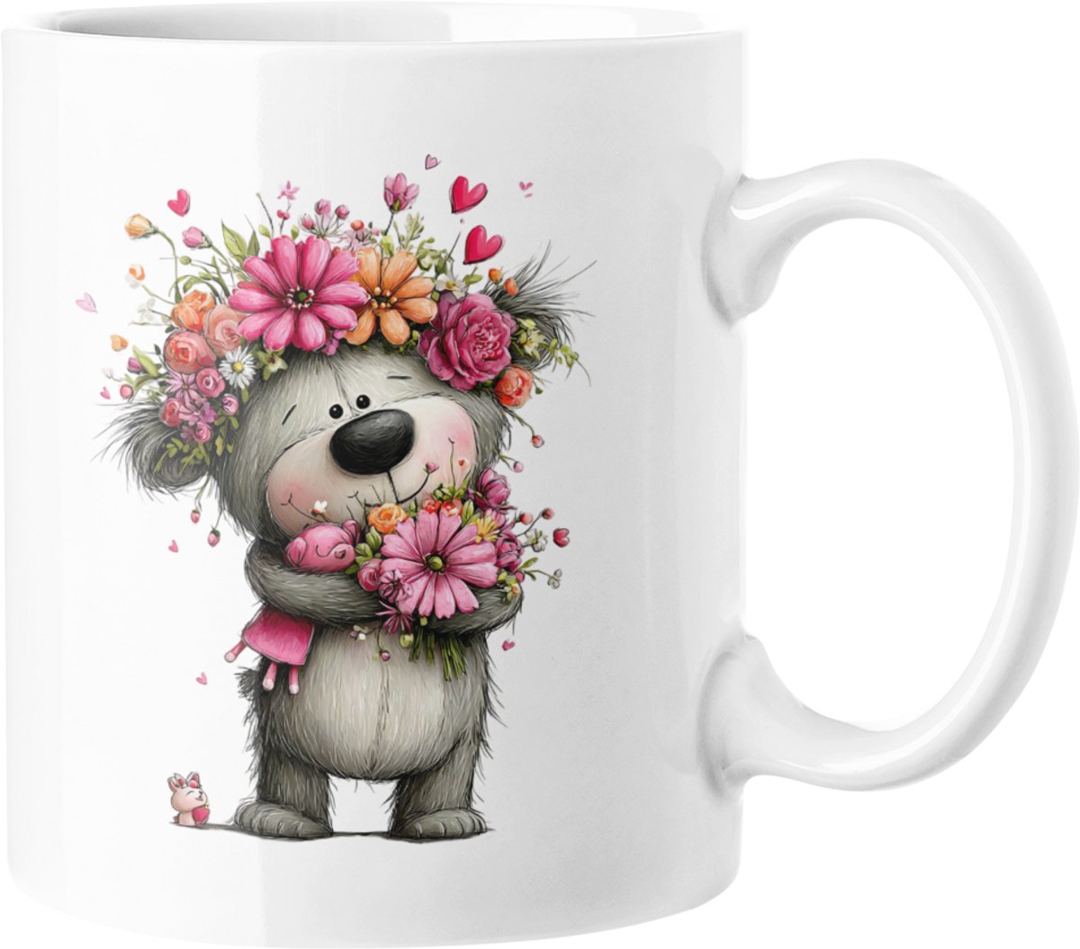 Schattige Teddybeer Bloemenkroon Mok - Bloemen Cartoon Dier Koffie Kop - Lief Valentijn Moederdag Cadeau 330ml Keramische Mok