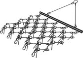 Zwarte metalen eg met een stang en 60 tanden, 5x4,5 voet.