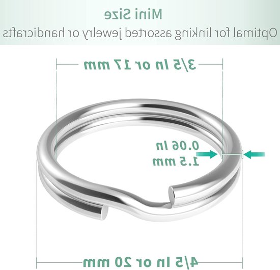 100 Stuks 20mm Kleine Splitringen met Dubbele Lussen voor Sieraden, Kettingen, Armbanden en DIY Projecten — afbeelding 5
