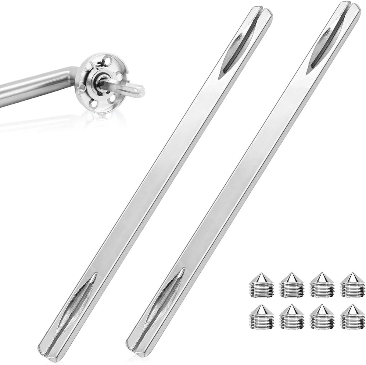 Set van 2 vierkante pinnen 8mm x 150mm voor deurhandgrepen, inclusief schroeven en bevestigingsmateriaal voor optimale deurfitting en stevige bevestiging