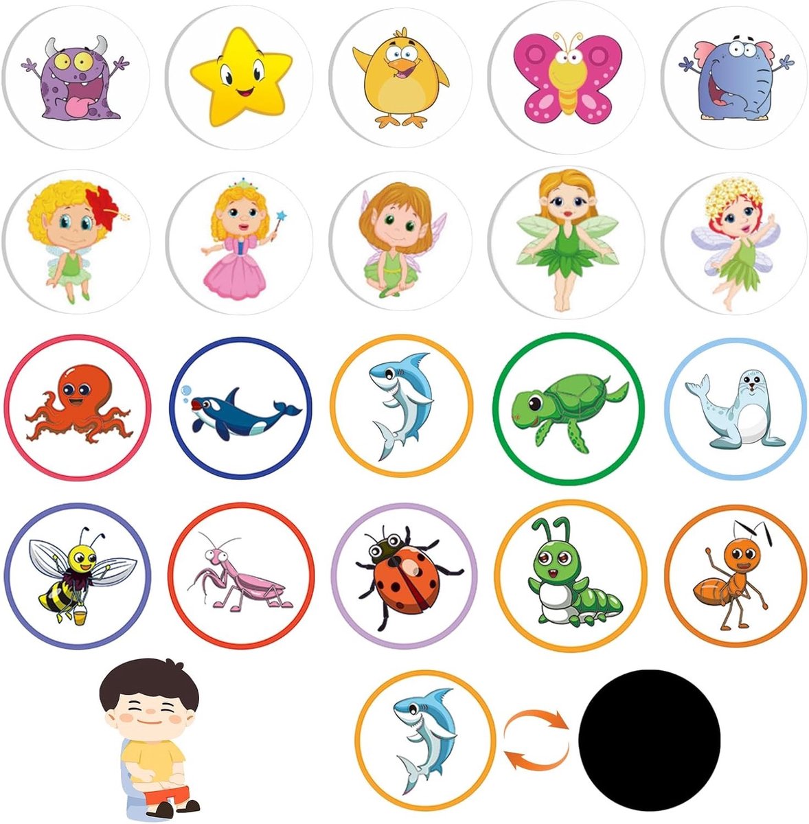 20 Stuks Potty Training Stickers voor Toilet Training met Dieren en Auto's - Ideaal voor Jongens en Meisjes, Leerzaam en Leuk