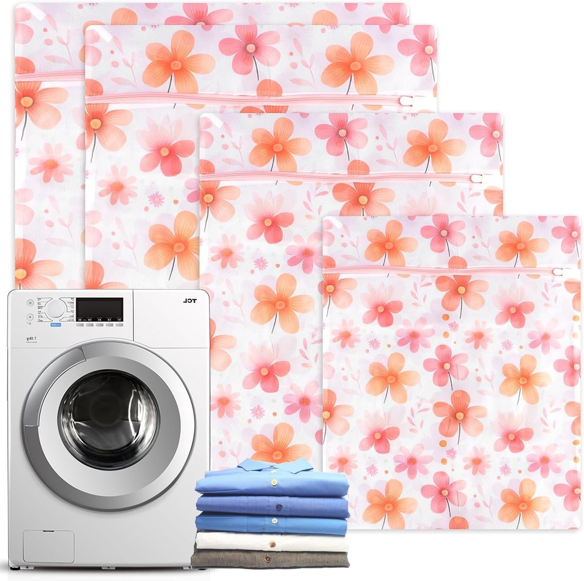 Set van 4 Waszakken voor de Wasmachine, Ideaal voor Ondergoed, Shirts, Truien en Babykleding