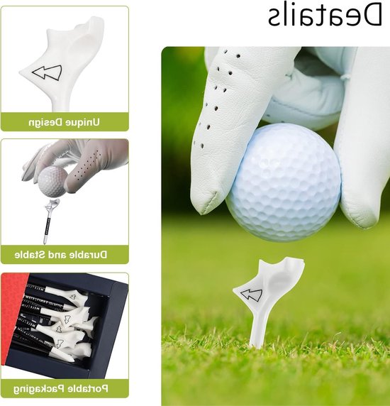 Set van 10 Herbruikbare Golf Tees van Plastic, Slijtvast en Duurzaam, Verminder Frictie en Zijdelingse Rotatie voor een Betere Golfervaring — afbeelding 3