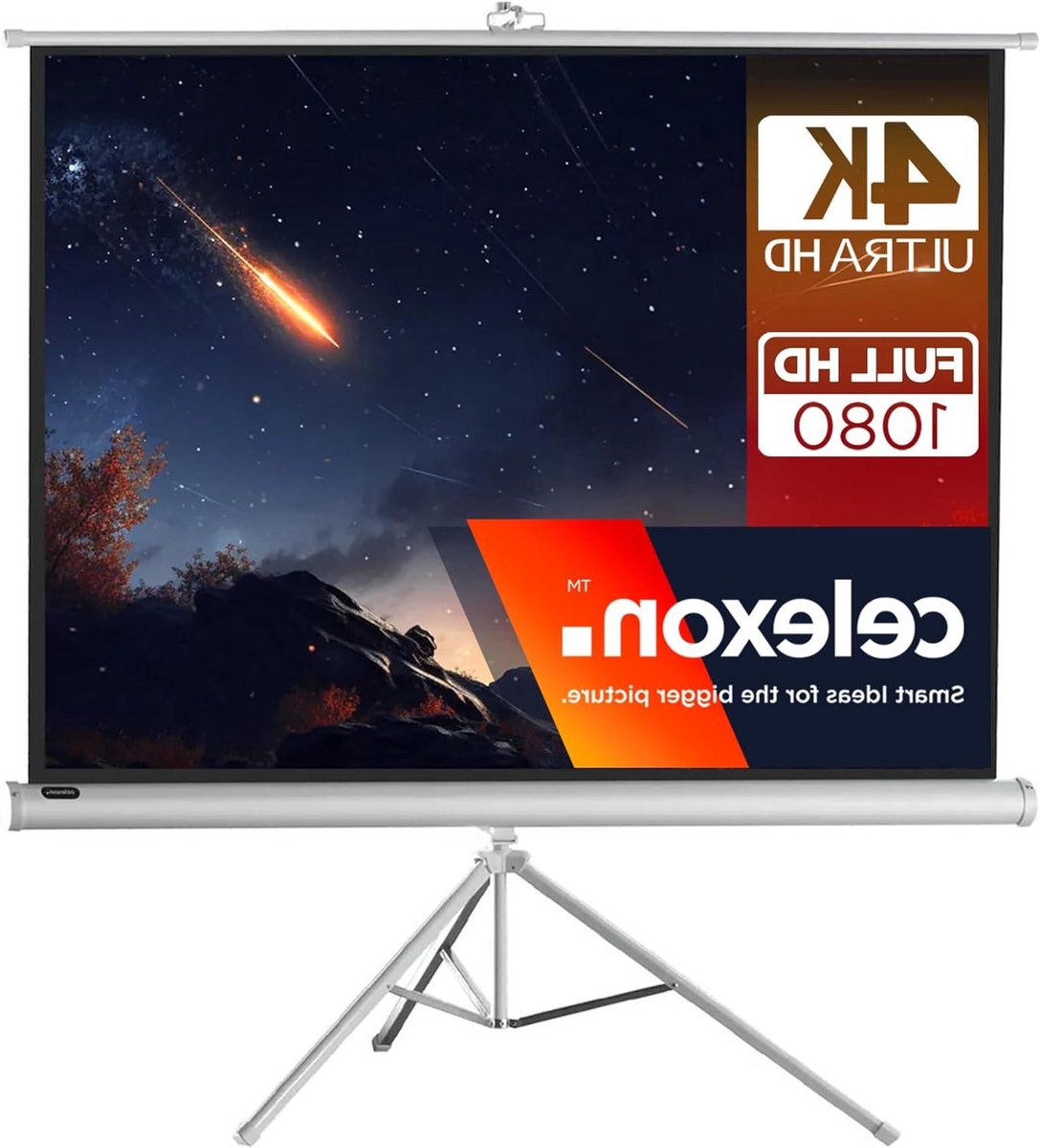 Projectiescherm Statief - Mobiel Scherm - Thuisbioscoop Presentaties - Traploos Verstelbaar - 176 x 132 cm - Wit