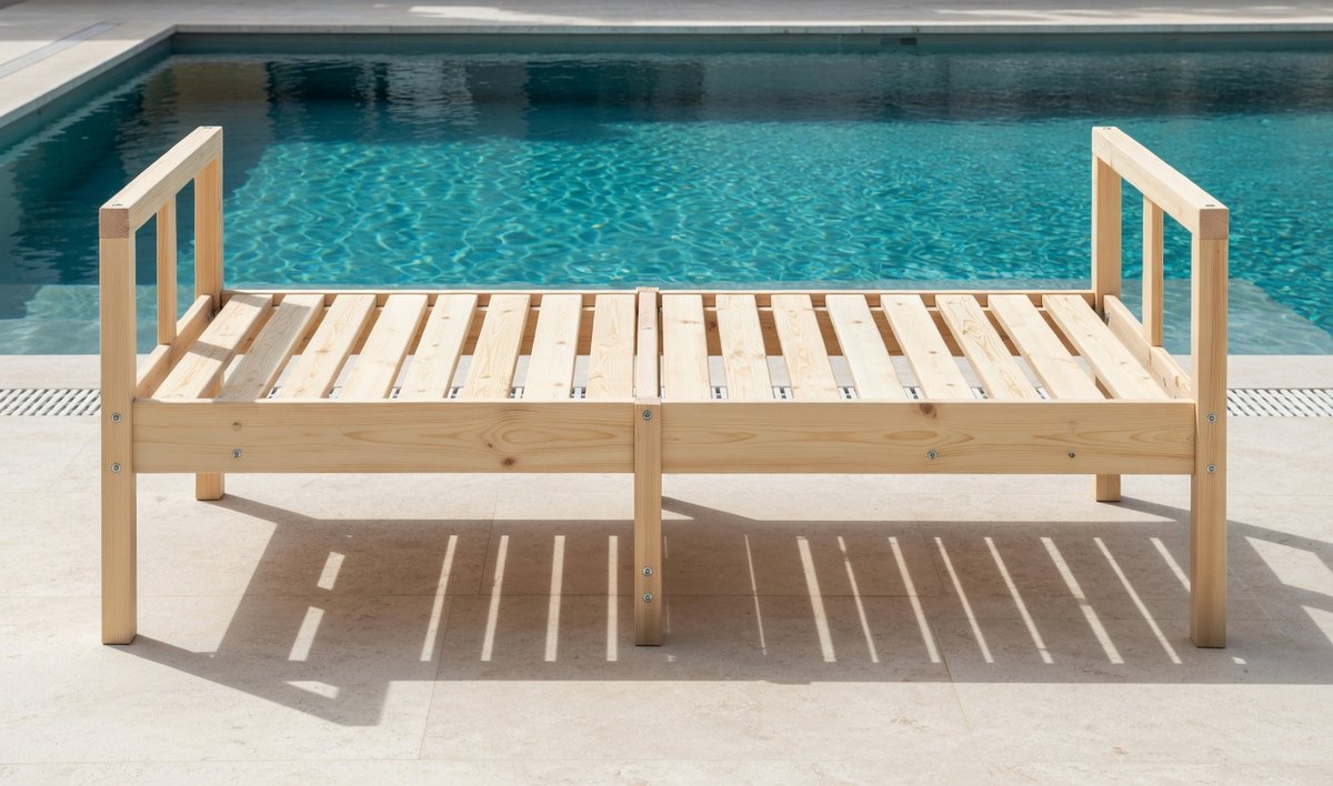 Massief Houten Douglas Ligstoel met Verstelbare Rugleuning – Luxe Outdoor Zonnebed voor Tuin, Terras & Zwembad – Robuuste Houten Lounger – medahomestore