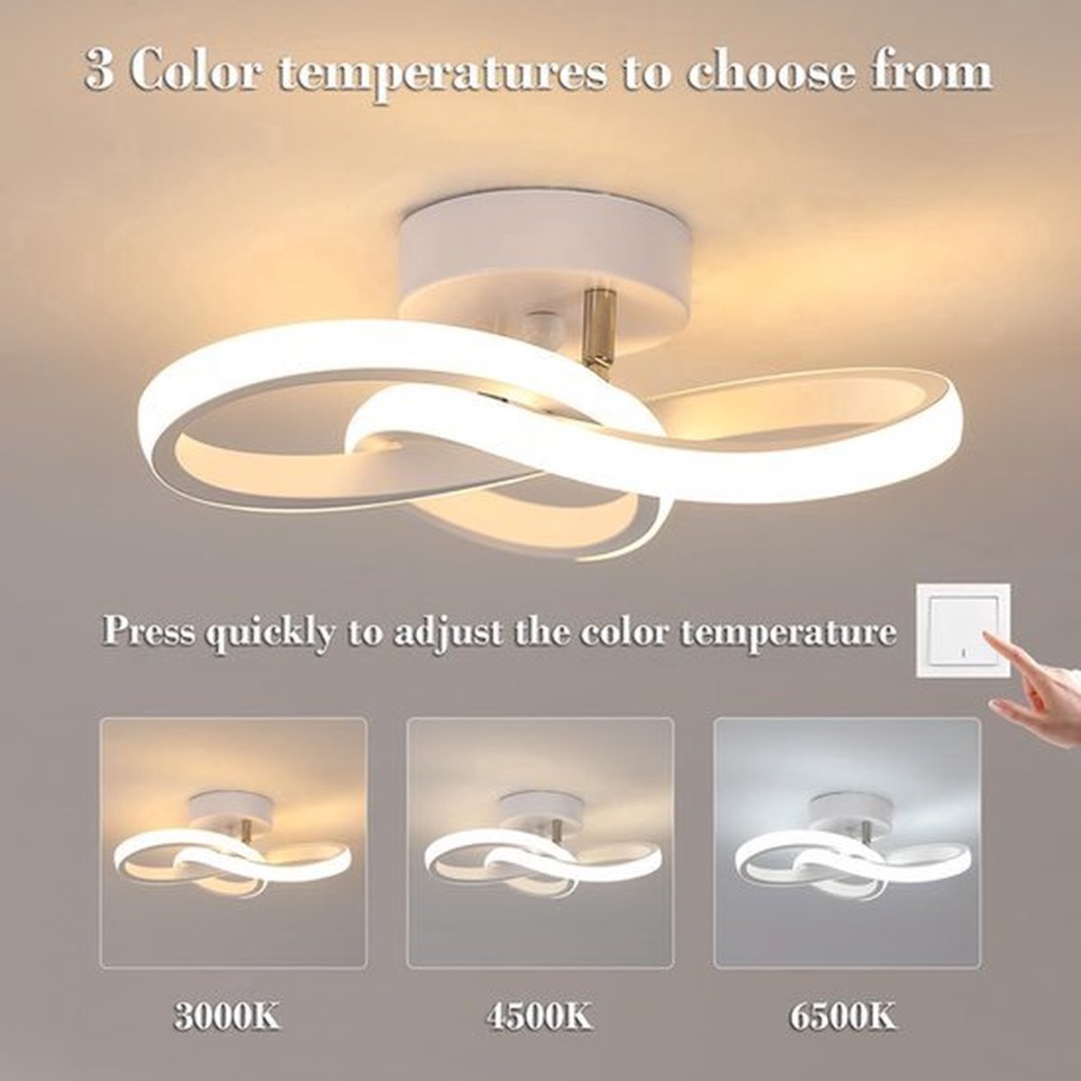 Modern Led Ceiling Light Fixture,3000K/4500K/6000K Gold Led Hallway Light Fixtures Ceiling Lamp for Hallway Bedroom Bathroom Kitchen Balcony Stair Aisle Ceiling Lamp Curved Design (Gold) — cadeau in Cadeau-ideeën - foto 6