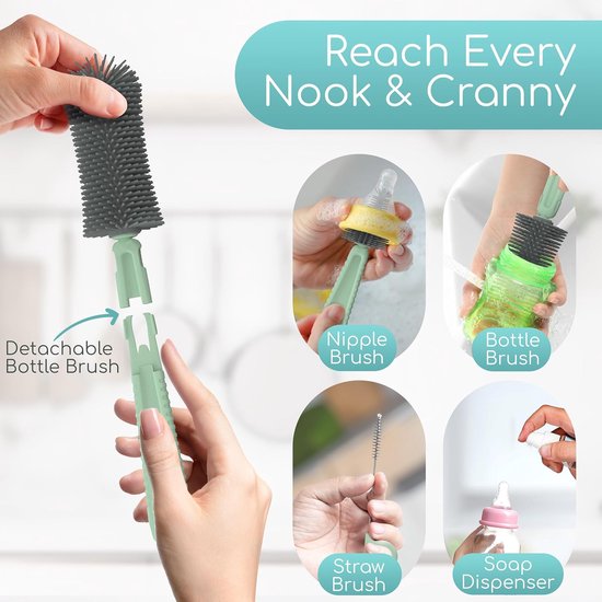 Travel Bottle Cleaner Set - Versatile Portable Bottle Cleaning Kit for Parents - BPA Free and Portable Baby Travel Essential - Bottle Drying Rack for Travel and Daily Use - Drying Rack for van travel — afbeelding 3