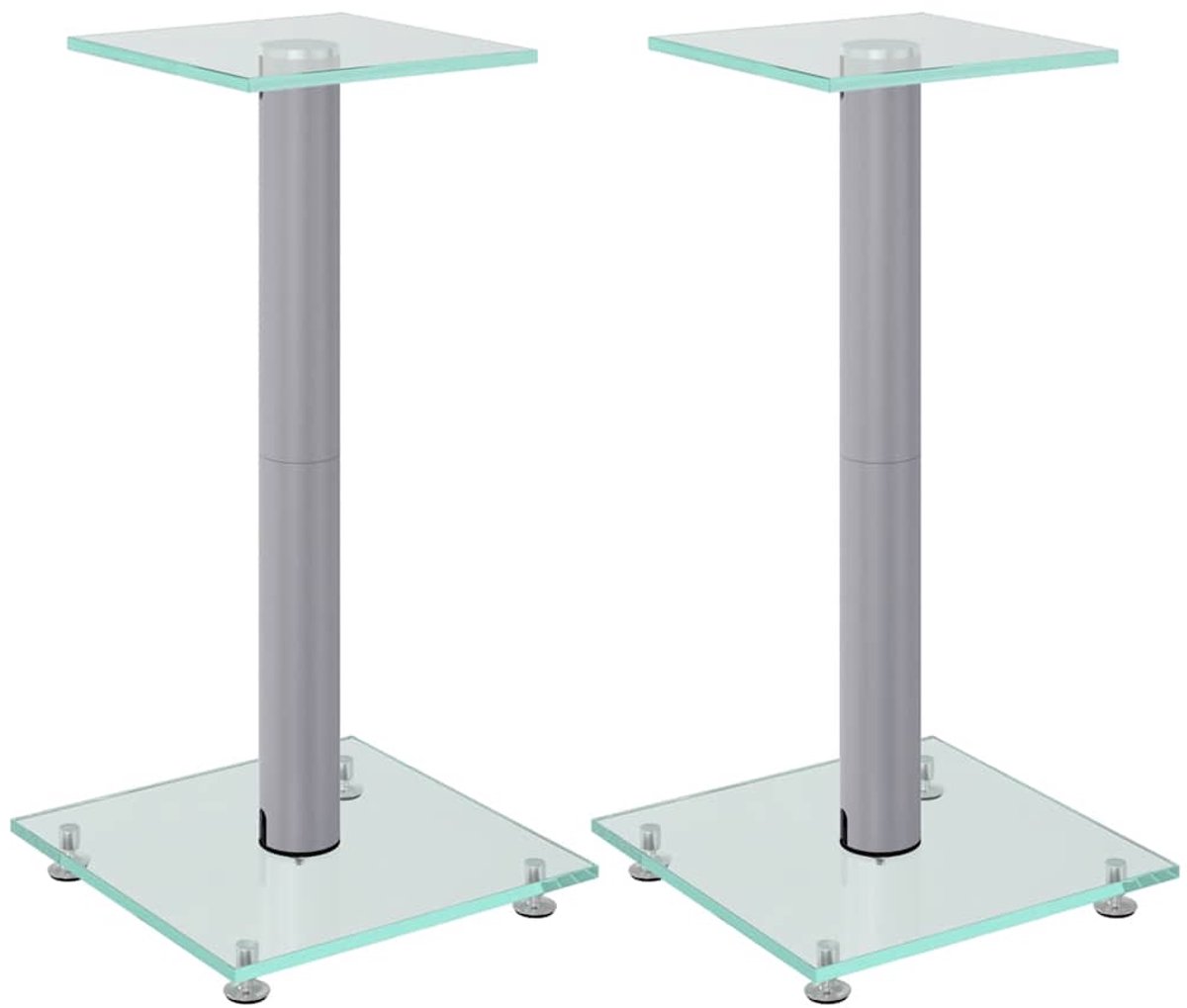 vidaXL - Luidsprekerstandaards - 2 - st - 1 - pijler - gehard - glas - zilverkleurig