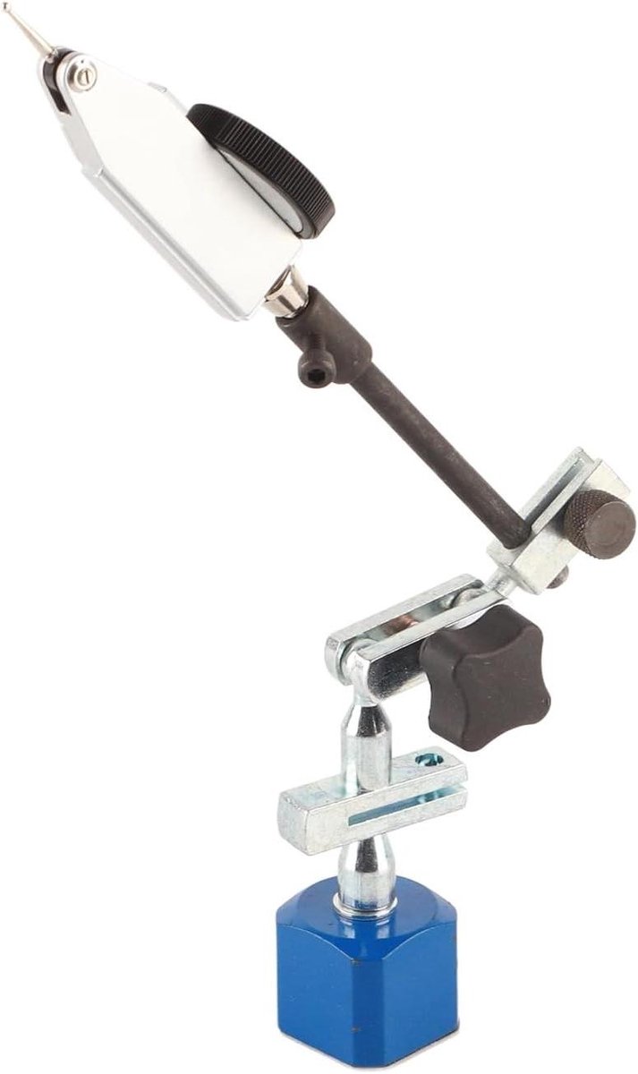 Meetklok met basis - Indicatorhouder - Machine instellen - Magnetische flexibele arm - 0-0.8 mm bereik - Grijs