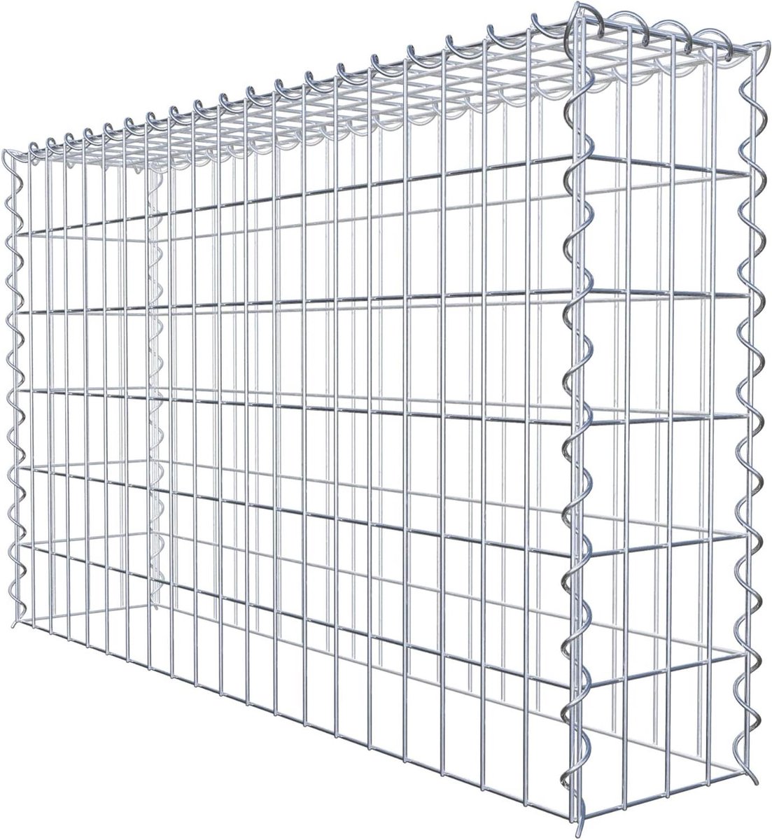 Steenkorf Hoekmand - Schanskorf Aanbouwmand - Tuin Decoratie - Galvanisch Verzinkt - 100x60x20 cm - Zilver