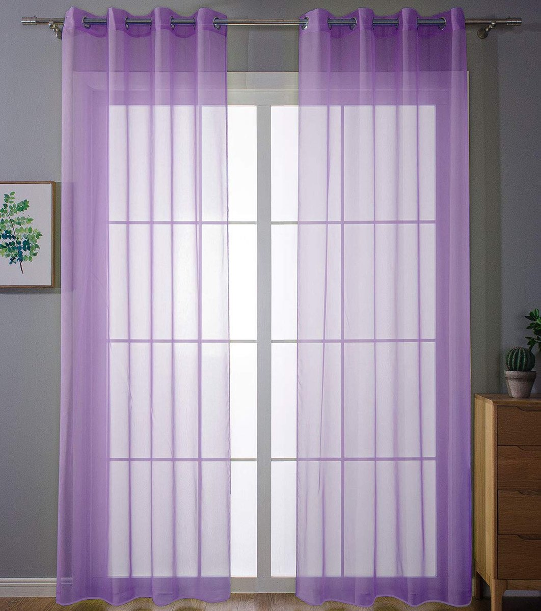 Ibenzoa Transparante Ooggordijnen - Effen - 225x140 cm - Paars - Polyester