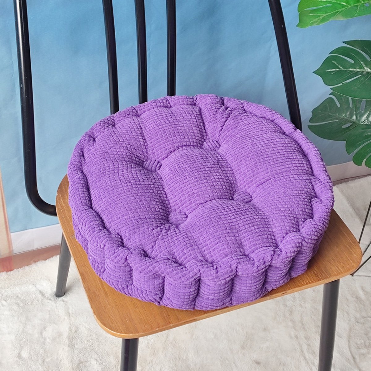 Corduroy Stoelkussen – Textuur met 'maïskorrel'-motief – Extra dik ontwerp – Pluche Tatami-vloerkussen – Vloermat – Getuft corduroy zitkussen – Geschikt voor balkons, buitenruimtes, tatami-hoeken en woonkamers – 45 x 45 x 8 cm